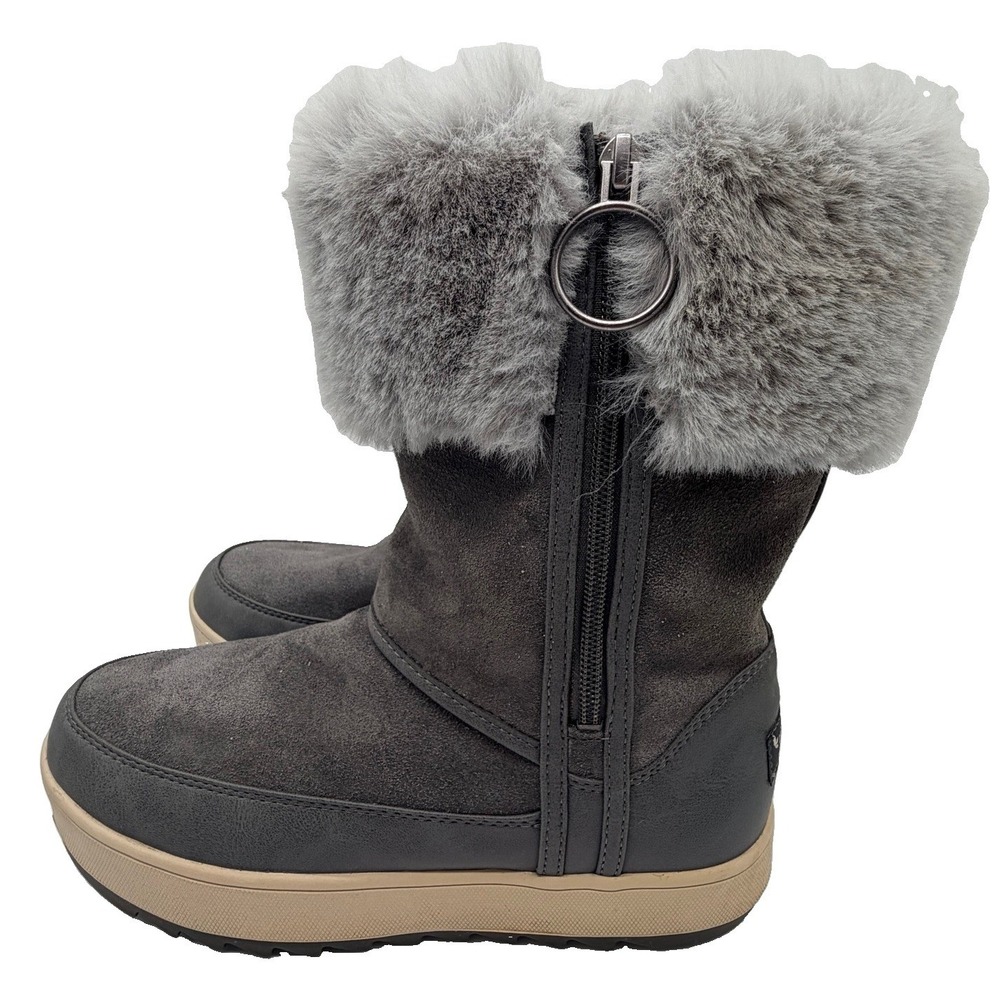 Koolaburra By Ugg Boots Women's Sz 7 Gray Tynlee Fluffy Faux-Fur Side Zipper